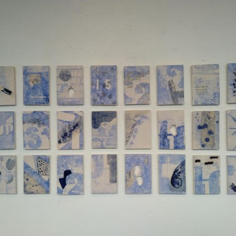 Lithografie op klei <br>8 x 12 cm. 2022