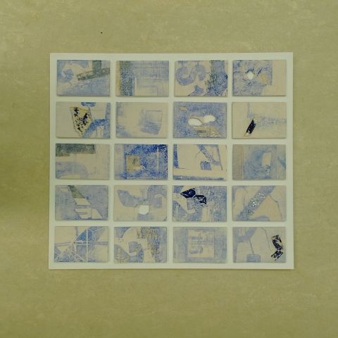 Lithografie op klei<br>8 x 12 cm. 20 tegels op paneel 2022